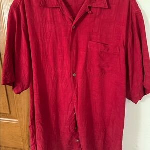 Tommy Bahama Men's Red Silk Casual Shirt M